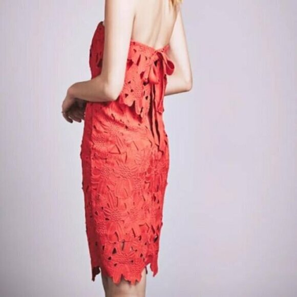 Saylor x Free People Erin Coral Red Lace Strapless Dress Size: Small - Picture 7 of 14